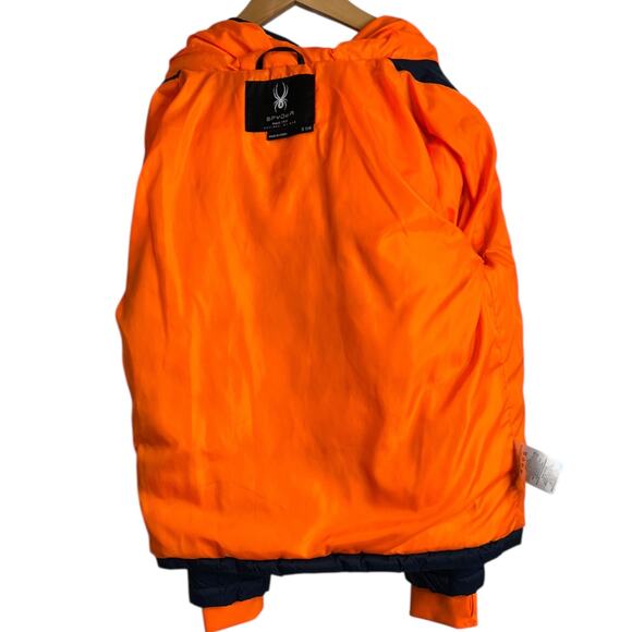 SPYDER Hooded Puffer Jacket in Blue & Orange Boys Winter Coat Size 7/8 Youth - Picture 5 of 10